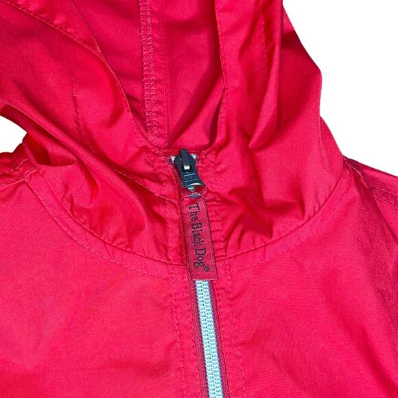The Black Dog Red Kids Quarter Zip 7/8 Windbreaker Rain Jacket Hooded Pullover - Picture 8 of 16